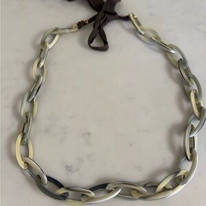 J Crew Chucky Chain Necklace 56 in 80s Style Plastic Ribbon Camouflage Oversized